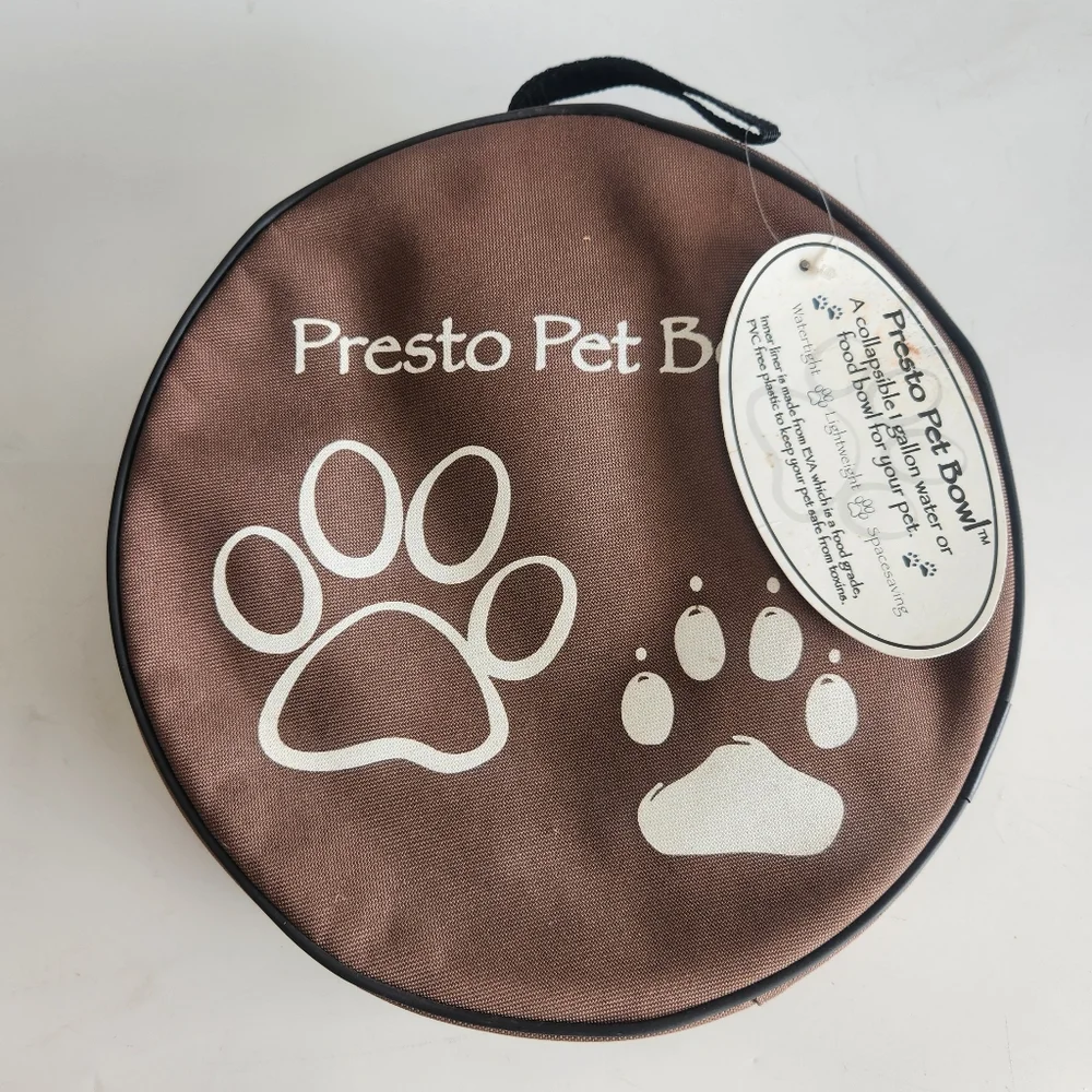 (2) Pet Food & Water Travel Collapsible Bowls Storage Case (1) Gallon(1)Quart